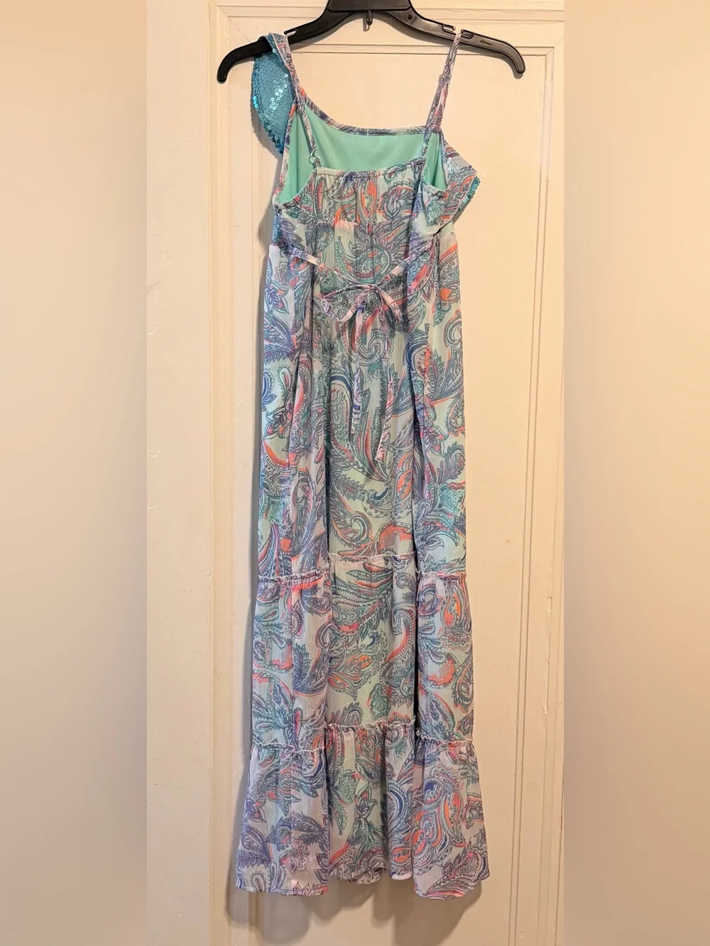 Justice Sequin Metallic Paisley Maxi Dress Girls Size 14 - NWOT